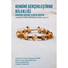 Deniz Doğal Taş Sertifikalı Kendini Gerçekleştirme Bilekliği Makrome Kapama El Yapımı