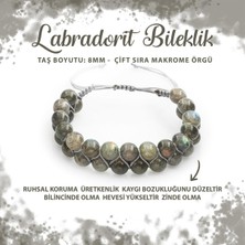 Sertifikalı Labradorit 8mm Çift Sıra Makrome Doğal Taş Bileklik