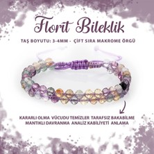 Deniz Doğal Taş Sertifikalı Mor Florit 3-4mm Çift Sıra Doğal Taş Bileklik