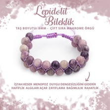 Deniz Doğal Taş Sertifikalı Lepidolit 8mm Çift Sıra Makrome Doğal Taş Bileklik