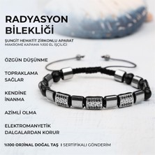 Deniz Doğal Taş Sertifikalı Radyasyon Bilekliği Şungit Hematit Doğal Taşlı %100 El Işçiliği