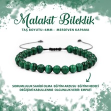 Sertifikalı Malakit 6mm Merdiven Kapama Doğal Taş Bileklik