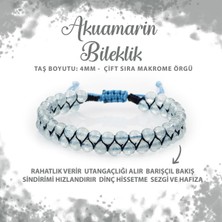 Sertifikalı Akuamarin 4mm Çift Sıra Doğal Taş Bileklik