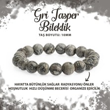 Deniz Doğal Taş Sertifikalı Gri Jasper 10MM Doğal Taş Bileklik