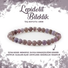 Sertifikalı Lepidolit 6mm Doğal Taş Bileklik