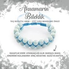 Deniz Doğal Taş Sertifikalı Akuamarin 8mm Çift Sıra Makrome Doğal Taş Bileklik