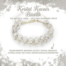 Sertifikalı Kristal Kuvars 8mm Çift Sıra Makrome Doğal Taş Bileklik