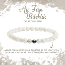 Deniz Doğal Taş Sertifikalı Ay Taşı 6mm Doğal Taş Bileklik