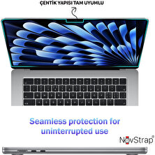 Novstrap Apple Macbook Air 15 Inç 2023 A2941 M2 Çip ile Uyumlu Ekran Koruyucu Parlak Nano Film