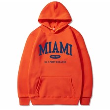 Amor Man Büyük Beden Özel Tasarım Kapüşonlu Miami Baskılı 3 Iplik Şardonlu %100 Pamuk Erkek  Sweatshırt