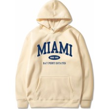 Amor Man Büyük Beden Özel Tasarım Kapüşonlu Miami Baskılı 3 Iplik Şardonlu %100 Pamuk Erkek Sweatshırt