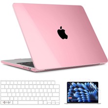 Novstrap Apple Macbook Air 15 Inç A2941 M2 Çip ile Uyumlu Parlak Kılıf + Şeffaf Klavye Kılıfı + Film