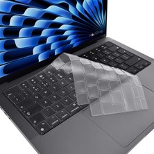 Novstrap Apple Macbook Air 15 Inç A2941 M2 Çip ile Uyumlu Parlak Kılıf + Şeffaf Klavye Kılıfı + Film