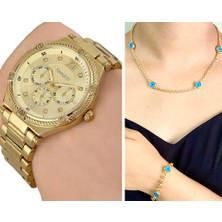 Ferrucci 1. Sınıf Çelik Şık Yeni Sezon Spor Model Kadın Kol Saat+Nazarlıklı Set