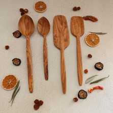 Artful Wooden Ahşap Tahta Kaşık ve Spatula Seti - El Yapımı - Zeytin Ağacı - 24,28,30,31 cm