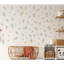 Lizpo Decor Adaçayı Yeşil Yapraklar Duvar Sticker, Yeşillik Duvar