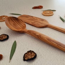 Artful Wooden Ahşap Tahta Kaşık ve Spatula Seti - El Yapımı - Zeytin Ağacı - 30 cm ve 31 cm