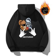 Daxia Erkek Siyah Dareto Baskılı Oversize Swetshirt