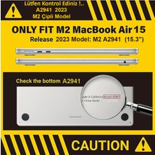 Z-Mobile Apple Macbook Air 15 M2 2023 A2941 Uyumlu Kılıf Parlak Şeffaf Kapak Koruma 15.3" Kılıf