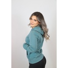 Fabbwomen Kanguru Cepli Turkuaz Kadın Sweatshirt
