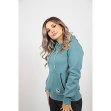 Fabbwomen Kanguru Cepli Turkuaz Kadın Sweatshirt