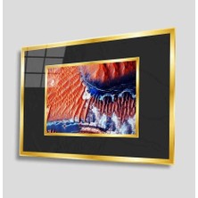 Kırmızı Ayı Soyut Cam Tablo