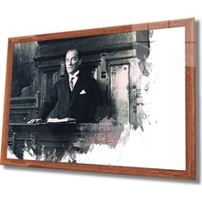 Kırmızı Ayı Atatürk Cam Tablo