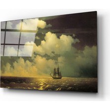 Kırmızı Ayı Gemi Cam Tablo