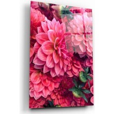 Kırmızı Ayı Çiçekler Cam Tablo