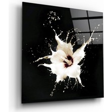 Kırmızı Ayı Çiçek Cam Tablo