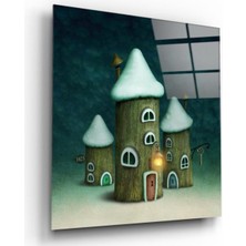 Kırmızı Ayı Ev Cam Tablo