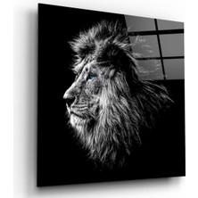 Kırmızı Ayı Aslan Cam Tablo