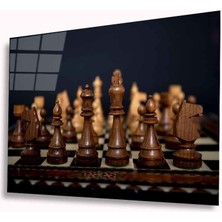 Kırmızı Ayı Satranç Cam Tablo
