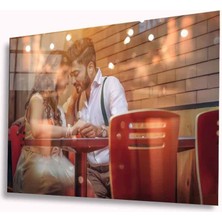 Kırmızı Ayı Sevgililer Cam Tablo