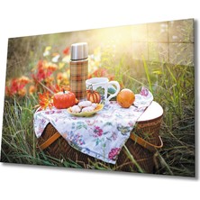 Kırmızı Ayı Piknik Cam Tablo