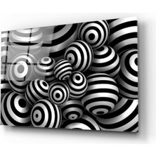 Kırmızı Ayı Toplar Cam Tablo