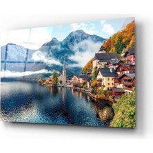 Kırmızı Ayı Manzara Cam Tablo