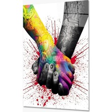 Kırmızı Ayı Soyut Cam Tablo