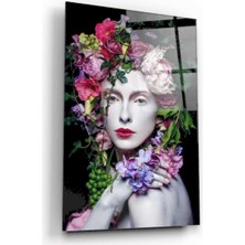 Kırmızı Ayı Kadın Cam Tablo