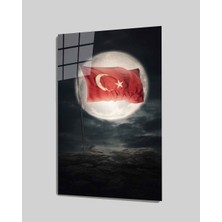 Kırmızı Ayı Türkbayrağı Cam Tablo