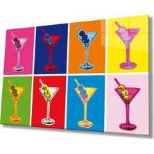 Kırmızı Ayı Kadehler Cam Tablo