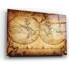 Kırmızı Ayı Harita Cam Tablo