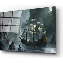 Kırmızı Ayı Gemi  Cam Tablo