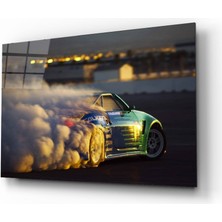 Kırmızı Ayı Araba Cam Tablo