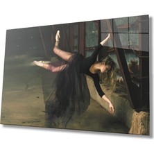 Kırmızı Ayı Balerin Cam Tablo