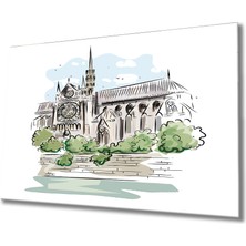 Kırmızı Ayı Noterdam Cam Tablo