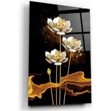 Kırmızı Ayı Çiçekler Cam Tablo