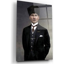 Kırmızı Ayı Atatürk Cam Tablo