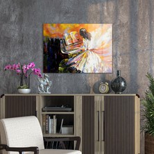 Decovetro Cam Tablo Yağlı Boya Piyano Çalan Kadın 70X100 cm