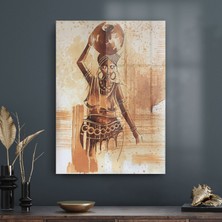 Decovetro Testi Taşıyan Afrikalı Kadın Cam Tablo 70X100 cm